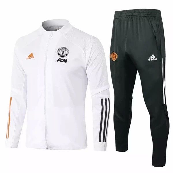 Survetement Manchester United 2020-21 Blanc Noir Orange